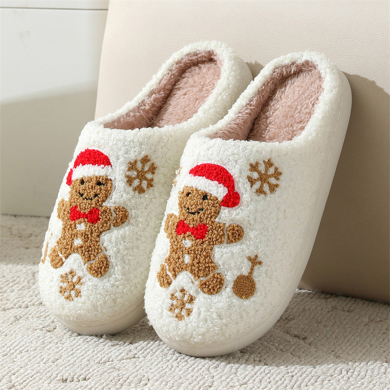 Christmas Snowflake Gingerbread Slippers Shoes For Women