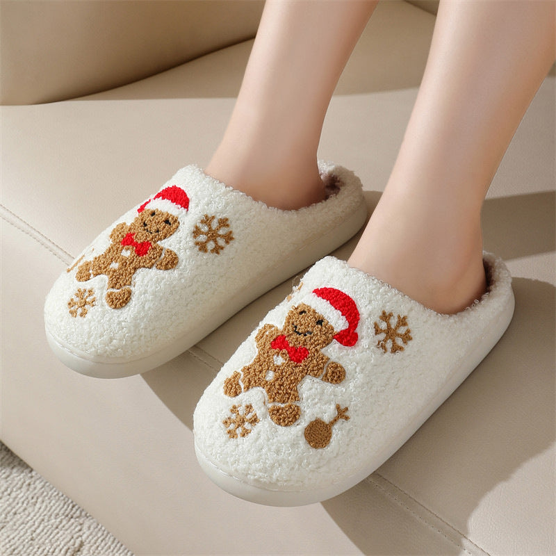Christmas Snowflake Gingerbread Slippers Shoes For Women