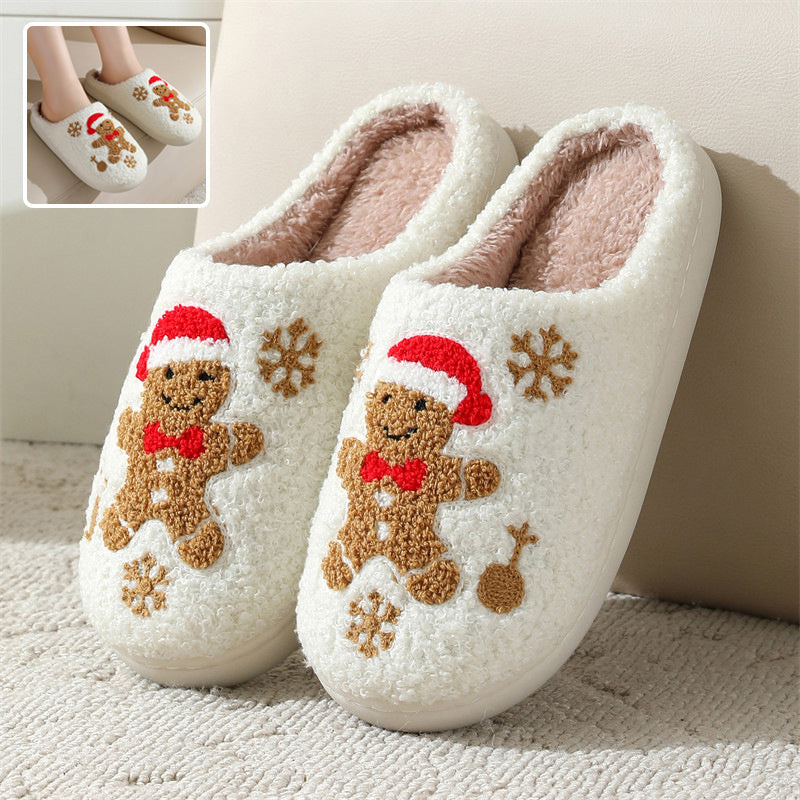 Christmas Snowflake Gingerbread Slippers Shoes For Women