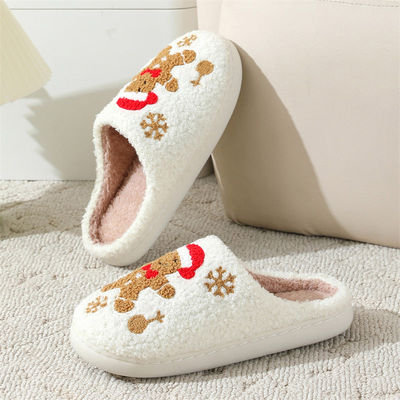 Christmas Snowflake Gingerbread Slippers Shoes For Women