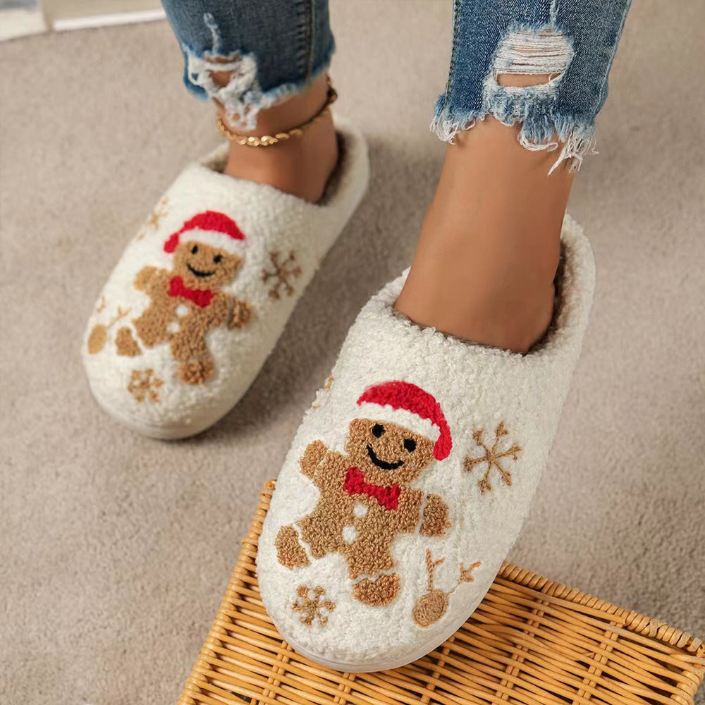 Christmas Snowflake Gingerbread Slippers Shoes For Women